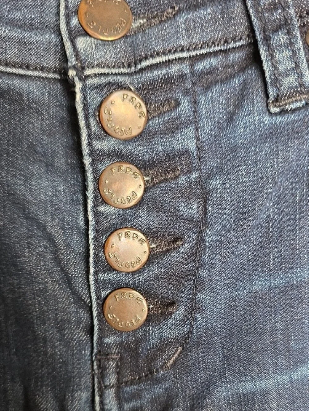 Free People Dark Blue Skinny High-Rise Button-Fly Jeans